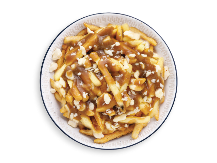 Fries topped with cheese curds and gravy