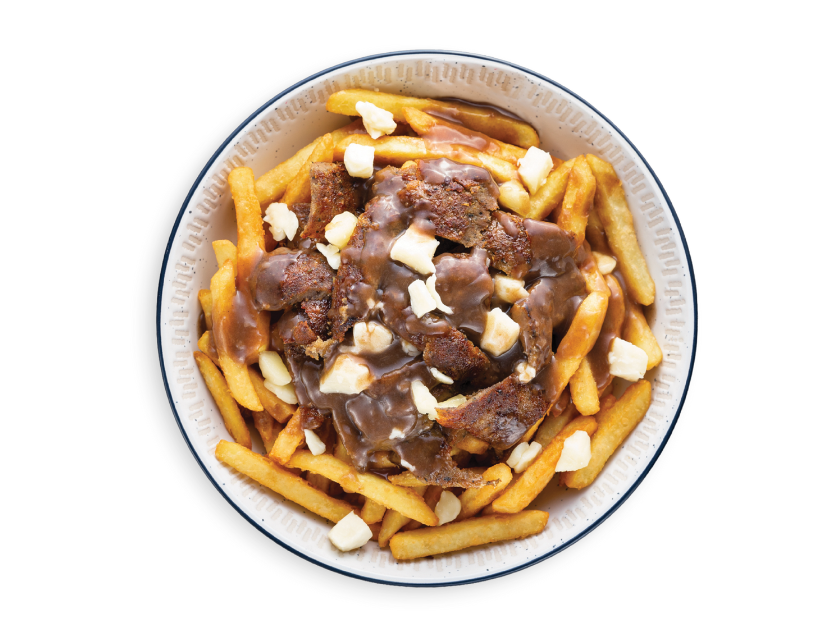 Fries topped with beef and lamb gyro, cheese curds, gravy and garlic sauce