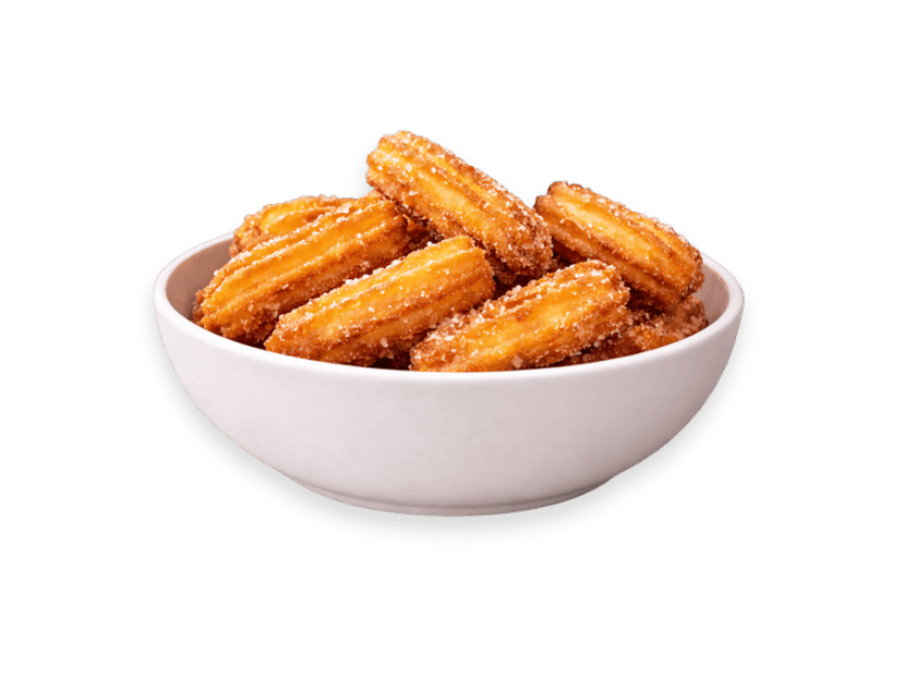 Churro bites coated with cinnamon sugar and served with dip